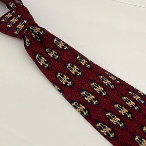 JZ Richards for Nordstrom Modern Burgundy Blue Gold Silk Tie 61 x 3.75”